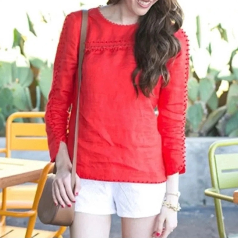 ♥️J. Crew 100% Linen Bright Orange 00/XXS
